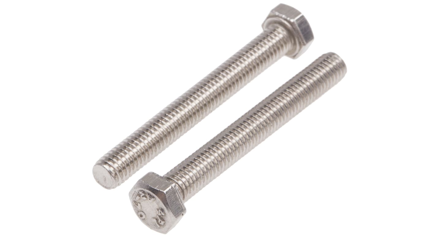 RS PRO Stainless Steel Hex, Hex Bolt, M5 x 40mm