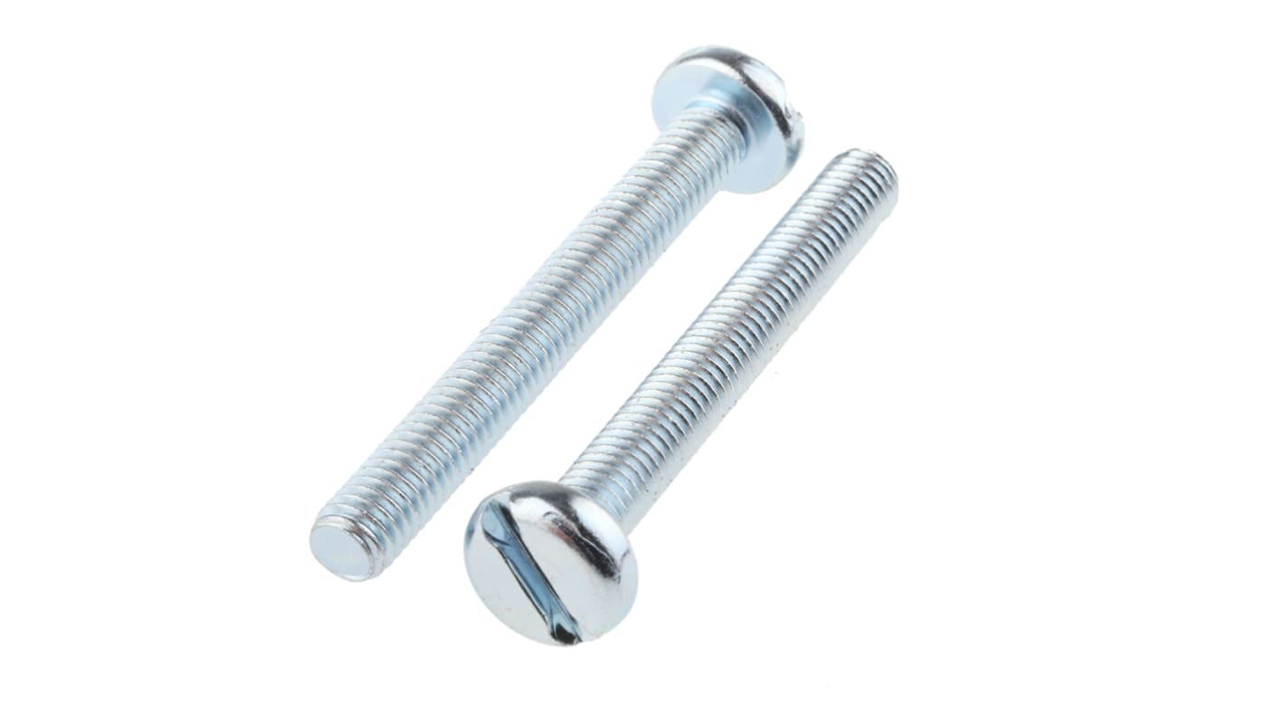 RS PRO Slot Pan Steel Machine Screws DIN 85, M6x50mm