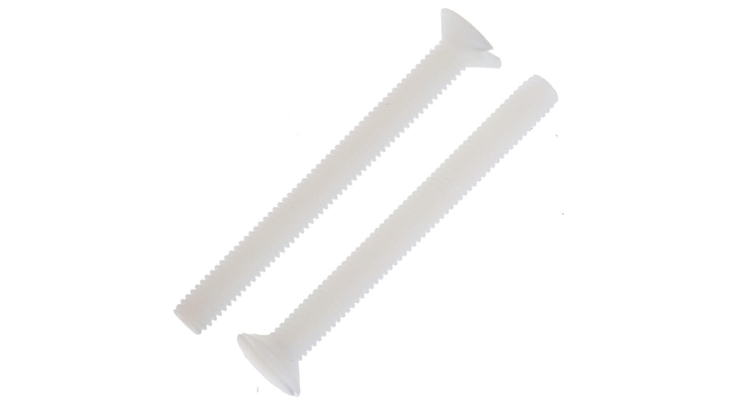RS PRO Slot Countersunk Nylon Machine Screws, M3x30mm