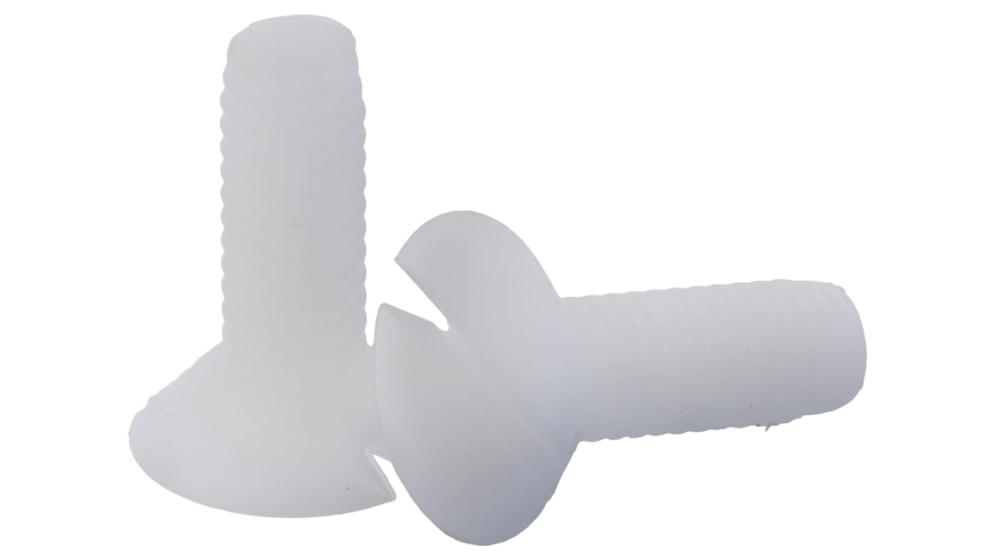 RS PRO Slot Countersunk Nylon Machine Screws x 12.0mm
