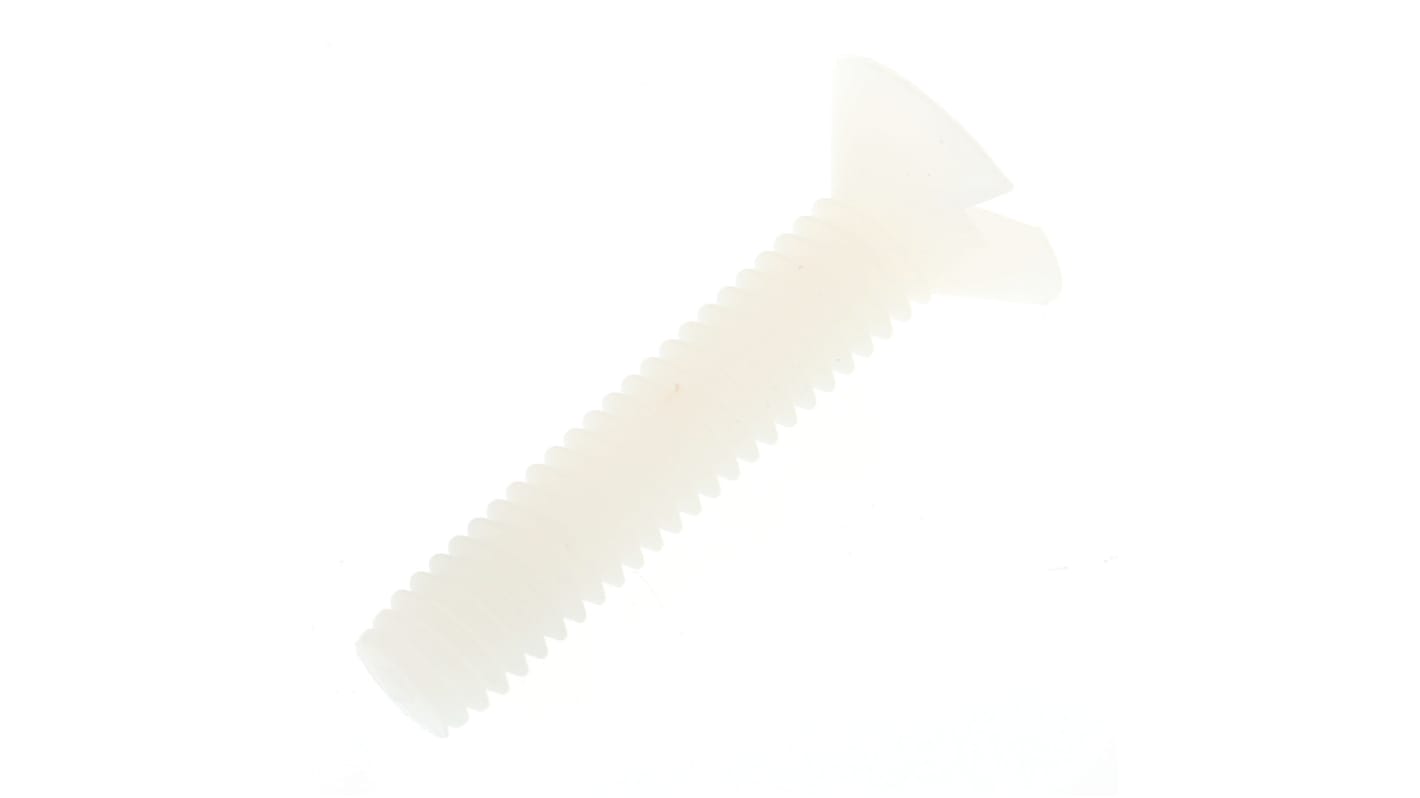 Śruby maszynowe M4 łeb z łbem stożkowym Nylon długość 20mm skok 0.7mm