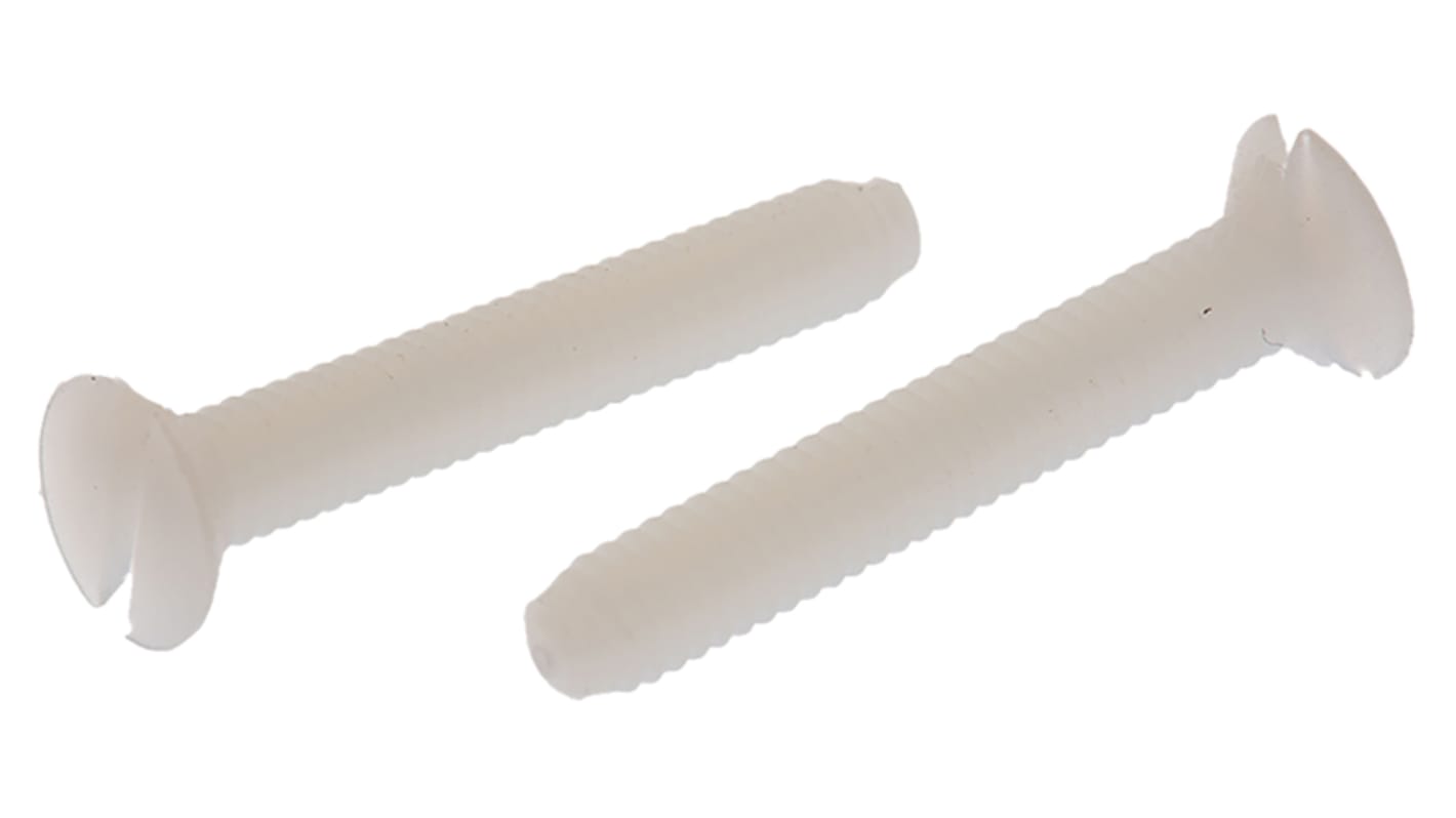 Śruby maszynowe M4 łeb z łbem stożkowym Nylon długość 25mm skok 0.7mm