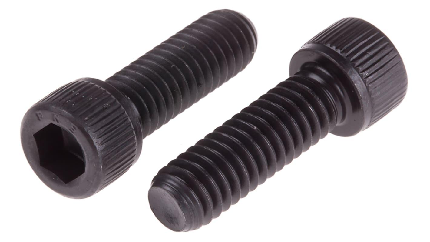 RS PRO Black, Self-Colour Steel Hex Socket Cap Screw, 5/16in x 1in