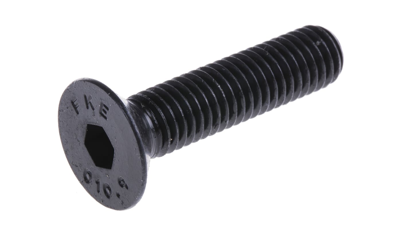 RS PRO Black, Self-Colour Steel Hex Socket Countersunk Screw, DIN 7991, M8 x 35mm
