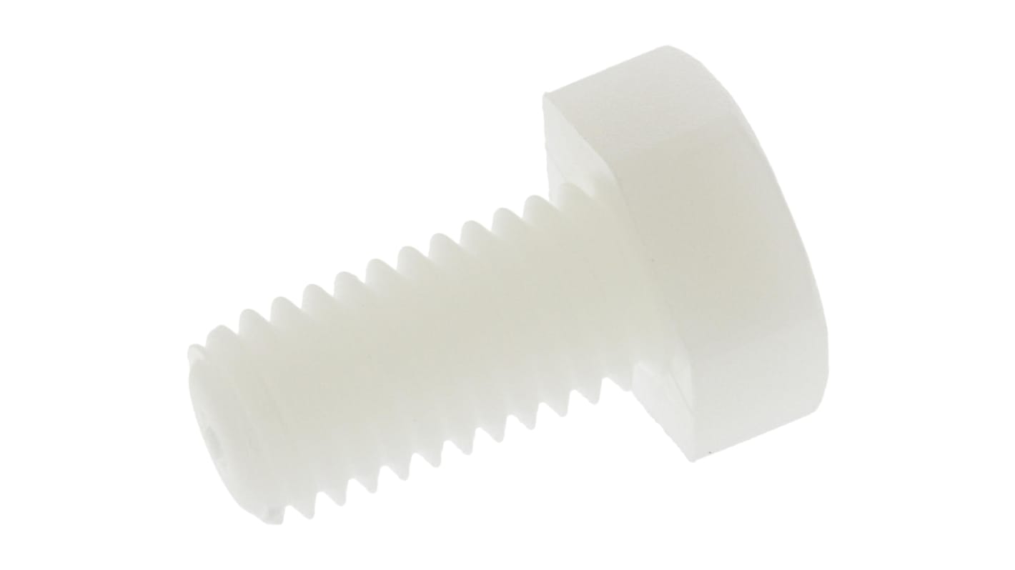 RS PRO Plain Nylon, Hex Bolt, M8 x 16mm