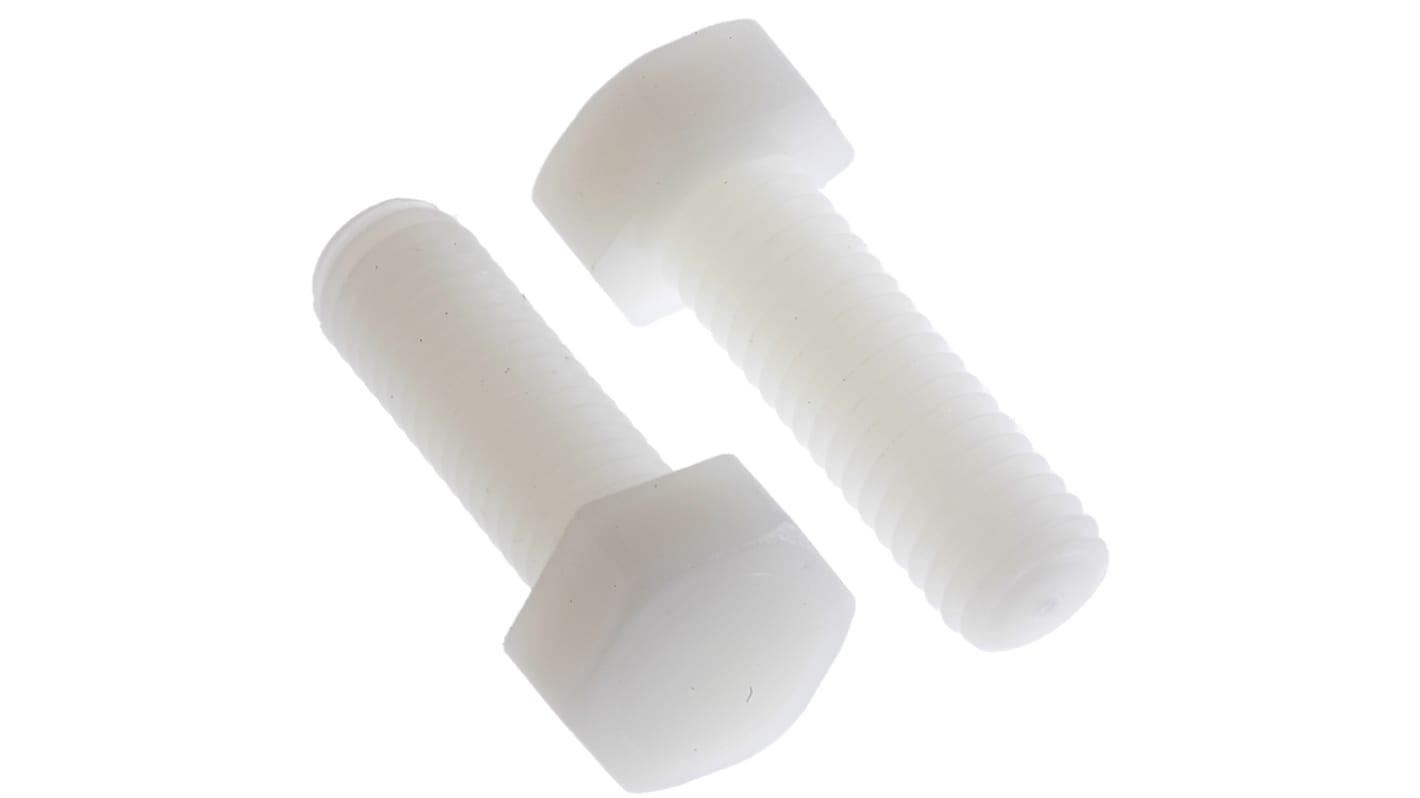 RS PRO Plain Nylon, Hex Bolt, M8 x 25mm