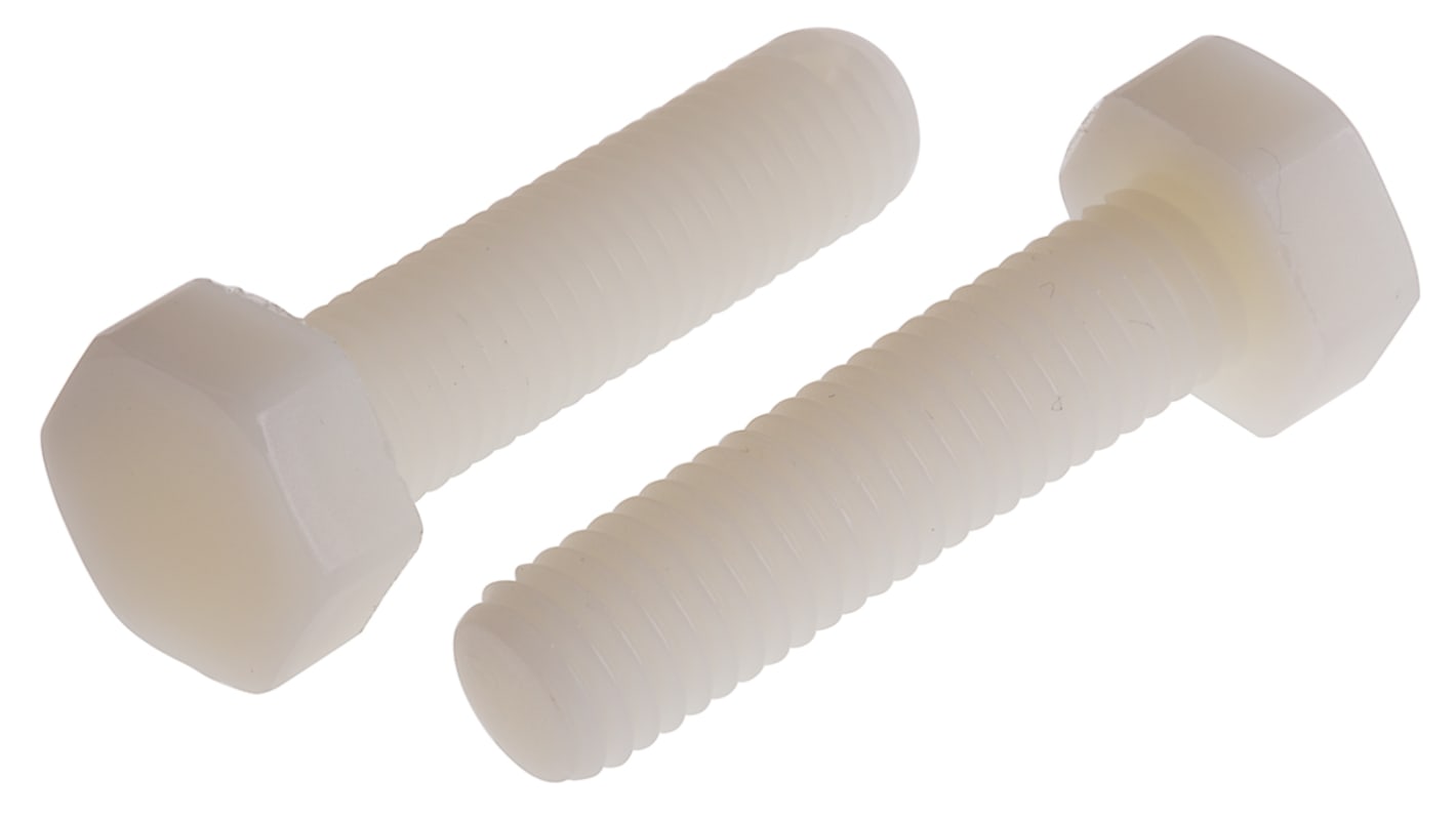 RS PRO Plain Nylon, Hex Bolt, M10 x 40mm