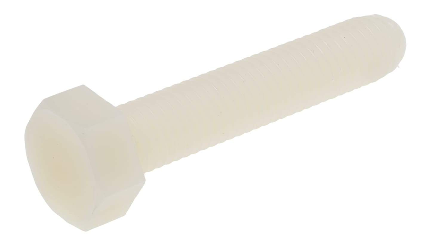 RS PRO Plain Nylon, Hex Bolt, M10 x 50mm