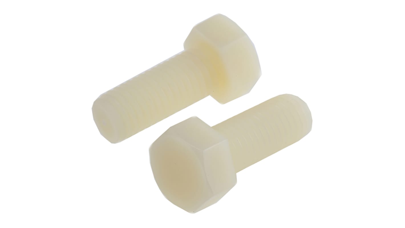 RS PRO Plain Nylon Hex, Hex Bolt, M12 x 30mm