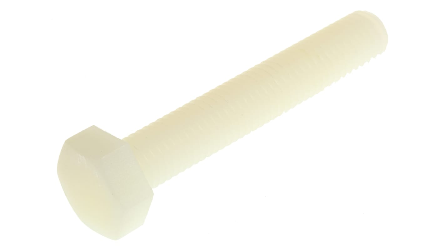 RS PRO Plain Nylon Hex, Hex Bolt, M12 x 70mm