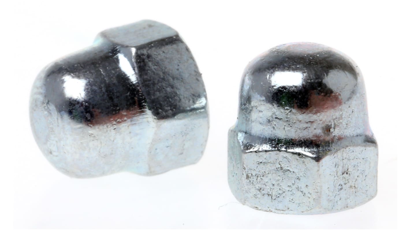 RS PRO, Bright Zinc Plated Steel Dome Nut, DIN 1587, M3