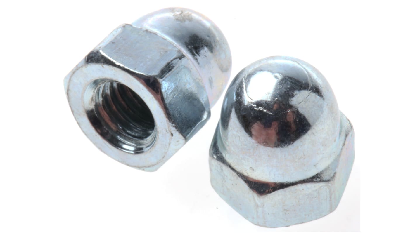 RS PRO, Bright Zinc Plated Steel Dome Nut, DIN 1587, M6