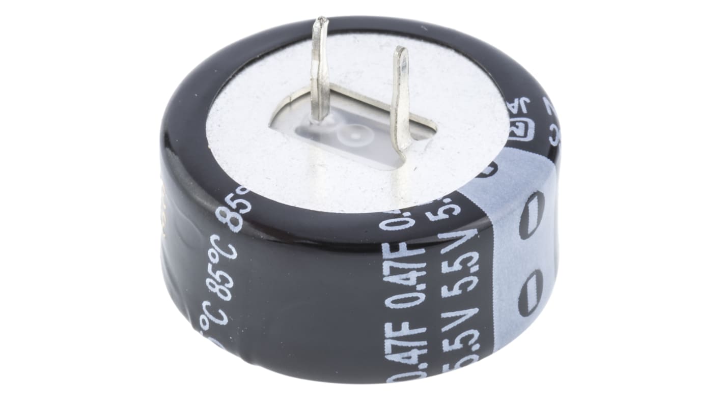 Panasonic 0.47F Supercapacitor -20 → +80% Tolerance, F 5.5V dc, Through Hole