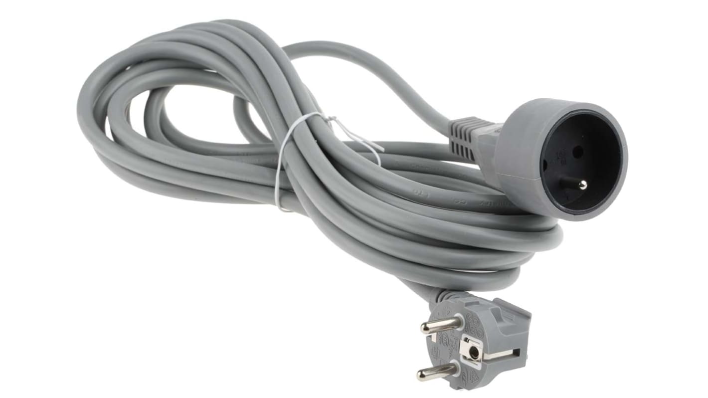 RS PRO 5m Type E - French Extension Lead, 250 V