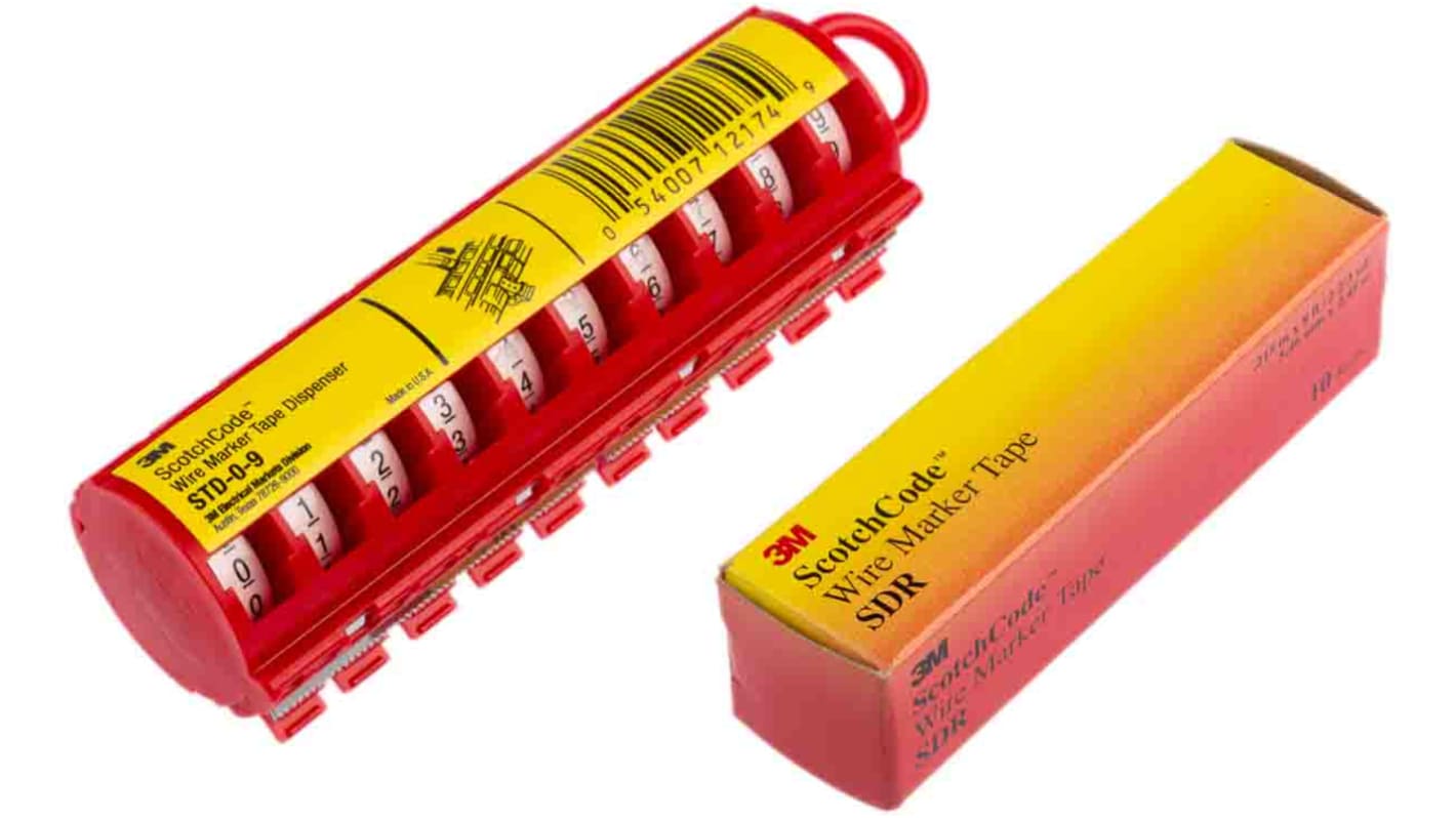 3M SDT+ SDR Adhesive Cable Marker Kit, Red, Pre-printed "0 → 9"