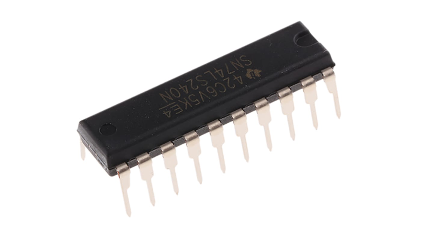 Texas Instruments SN74LS240N Octal-Channel Buffer & Line Driver, 3-State, Inverting, 20-Pin PDIP