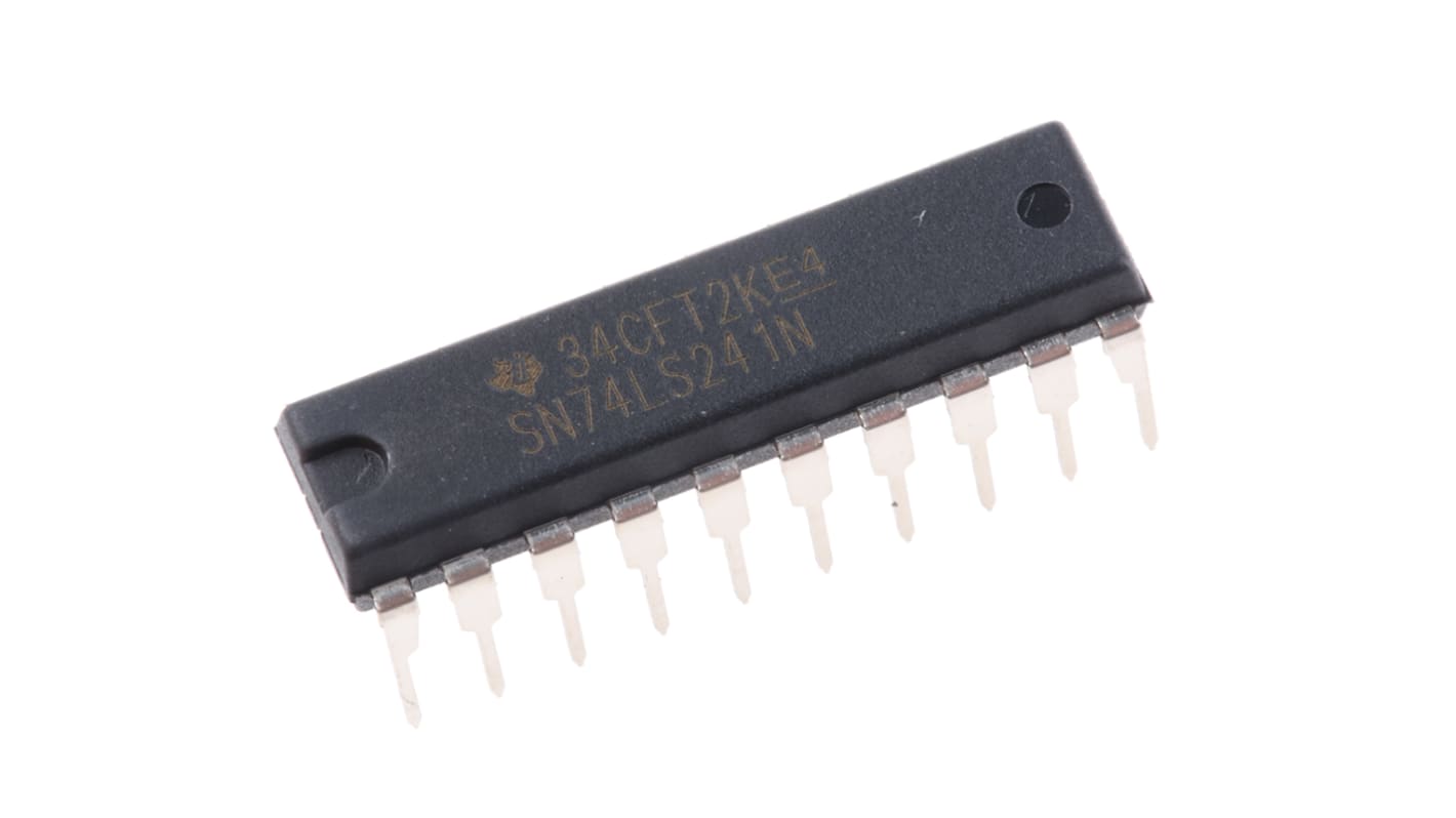 Texas Instruments SN74LS241N Octal-Channel Buffer & Line Driver, 3-State, 20-Pin PDIP