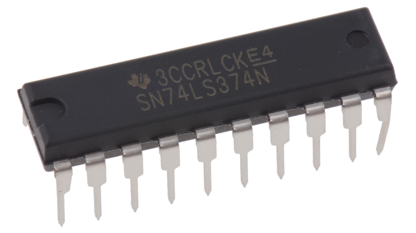 Texas Instruments SN74LS374N Octal D Type Flip Flop IC, 3-State, 20-Pin PDIP