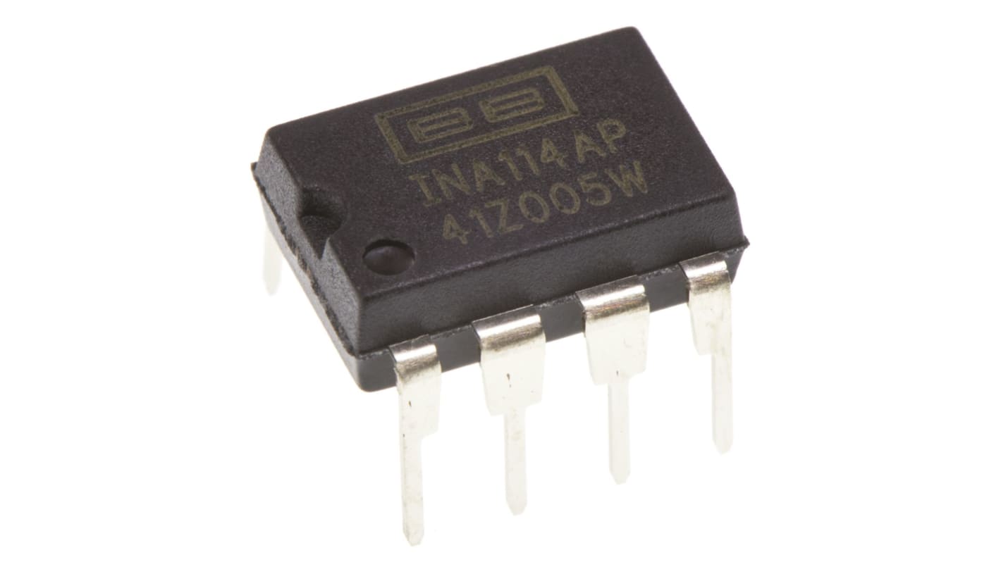 INA114AP Texas Instruments, Instrumentation Amplifier, 125μV Offset 1MHz, 8-Pin PDIP