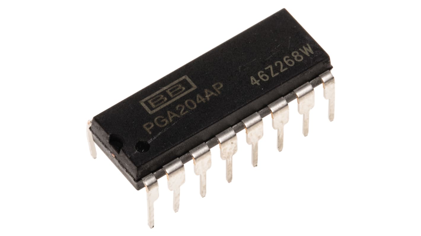 PGA204AP Texas Instruments, Instrumentation Amplifier, 125μV Offset 1MHz, 16-Pin PDIP