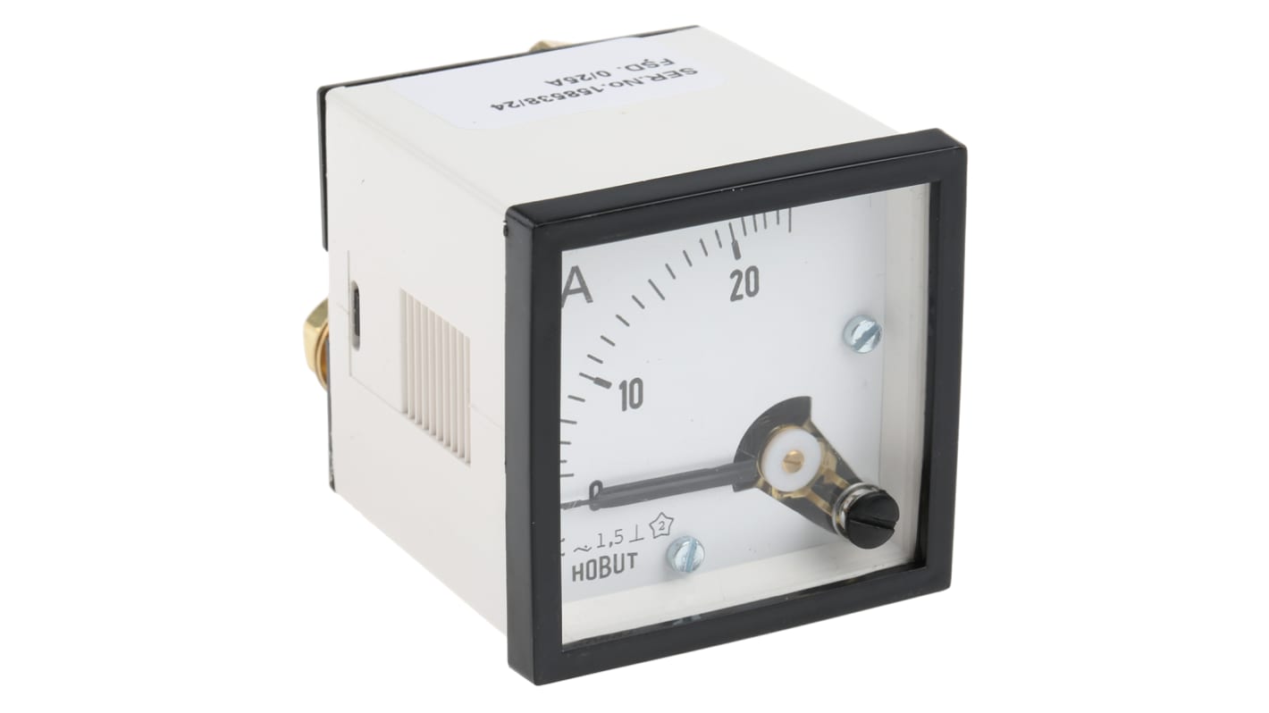 HOBUT D48SD Analogue Panel Ammeter 0/25A Direct Connected AC, 48mm x 48mm Moving Iron