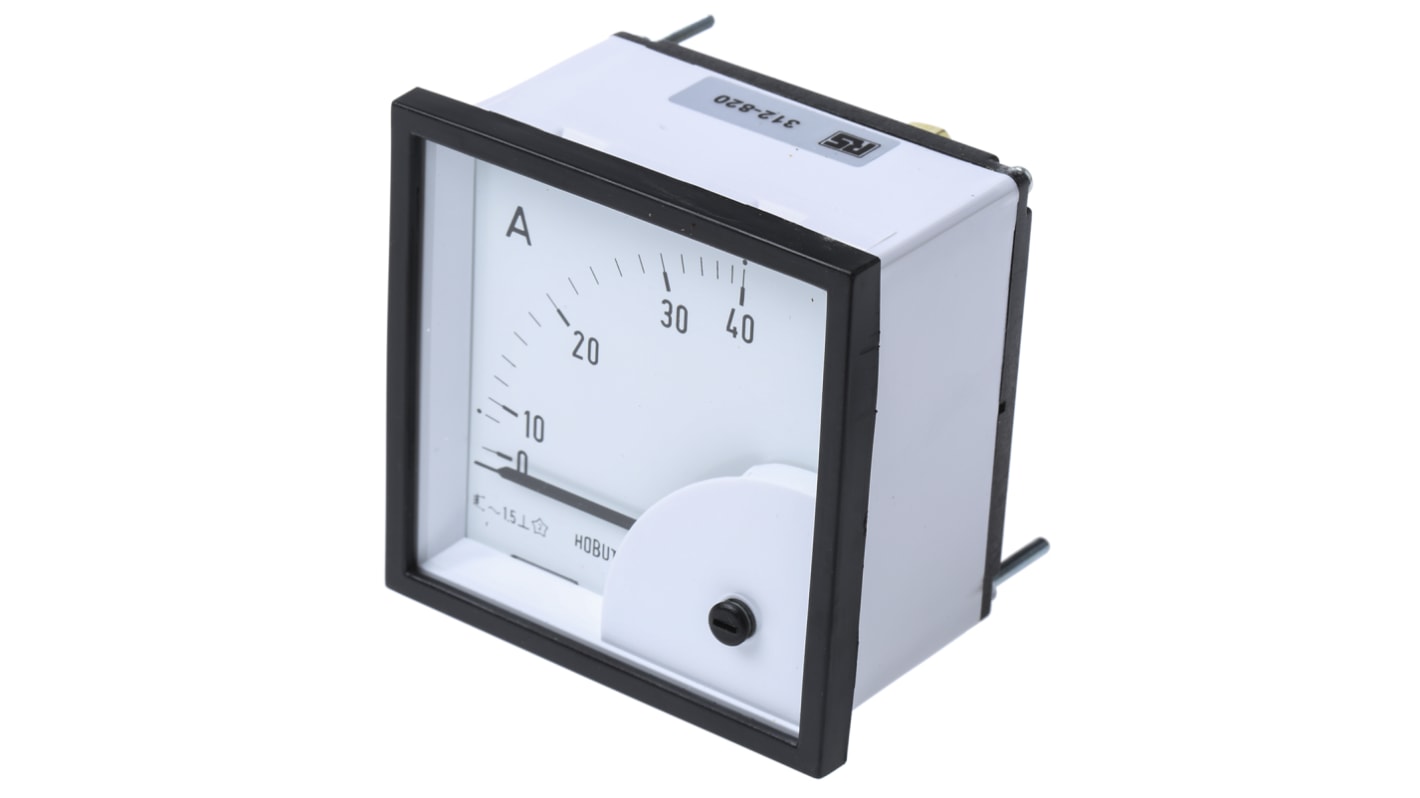 HOBUT D72SD Analogue Panel Ammeter 0/40A Direct Connected AC, 72mm x 72mm Moving Iron