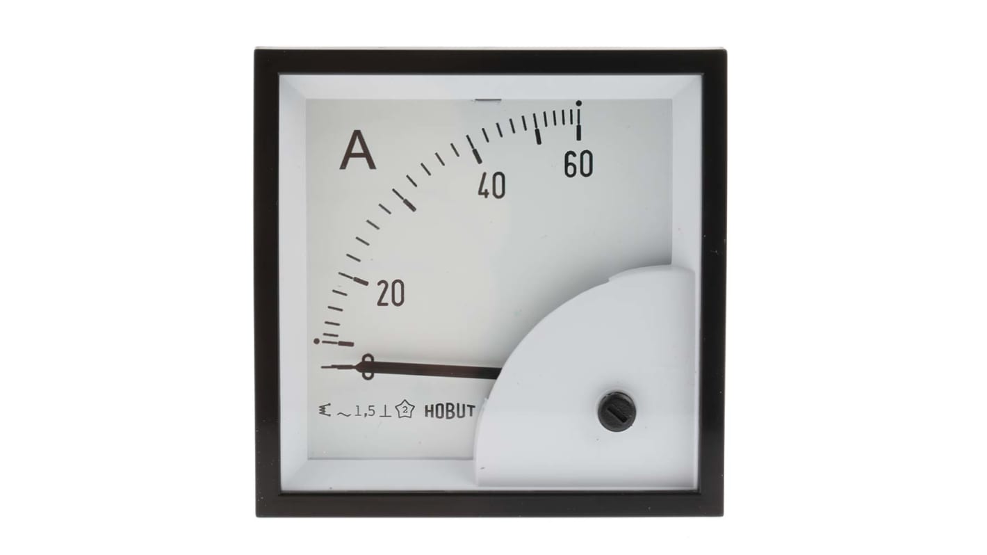 Ampèremètre analogique de panneau V c.a. HOBUT série D72SD, Echelle 0/60A Direct Connected, 72mm x 72mm