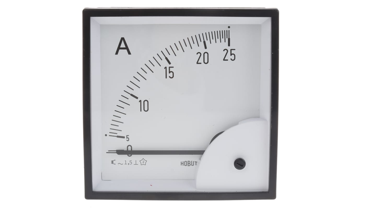 HOBUT D96SD Analogue Panel Ammeter 0/25A Direct Connected AC, 92mm x 92mm Moving Iron
