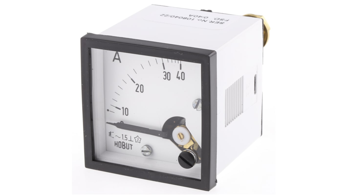 HOBUT D48SD Analogue Panel Ammeter 0/40A Direct Connected AC, 48mm x 48mm Moving Iron