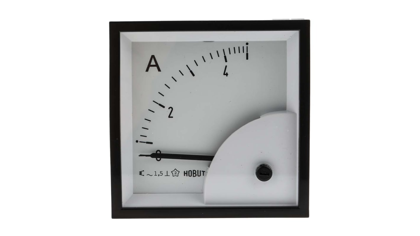 HOBUT D72SD Analogue Panel Ammeter 0/5A Direct Connected AC, 72mm x 72mm Moving Iron