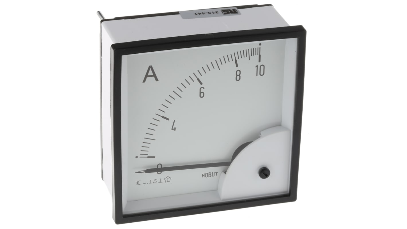 HOBUT D96SD Analogue Panel Ammeter 0/10A Direct Connected AC, 92mm x 92mm Moving Iron