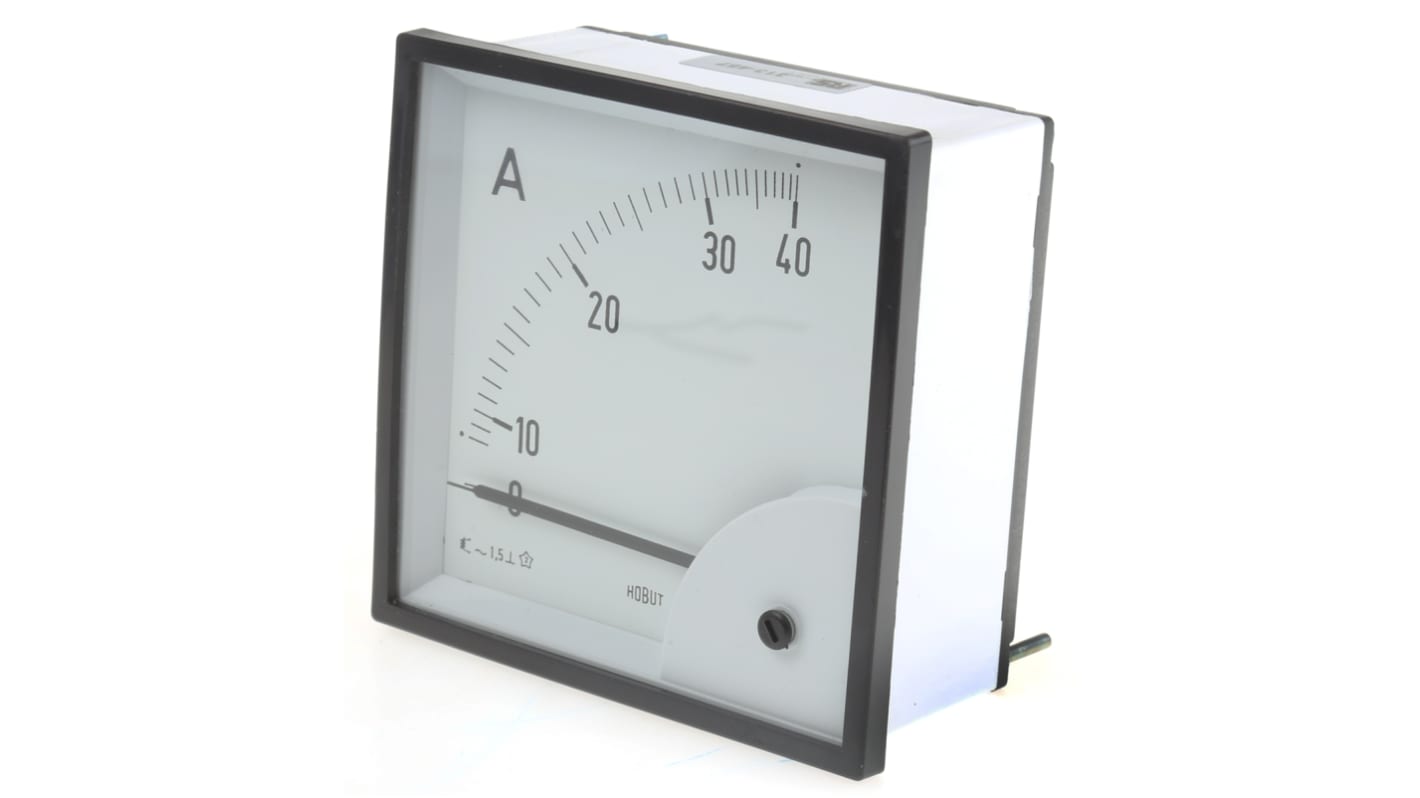 HOBUT D96SD Analogue Panel Ammeter 0/40A Direct Connected AC, 92mm x 92mm Moving Iron