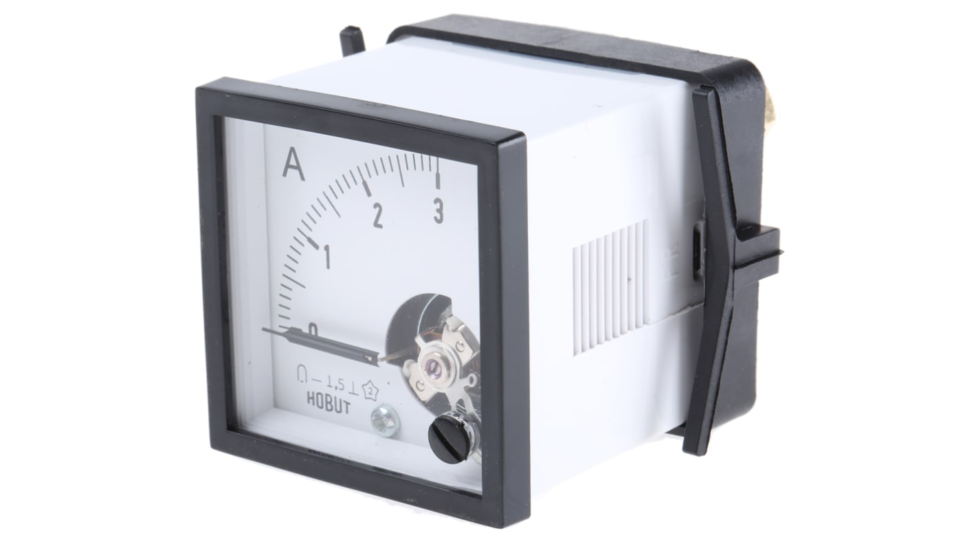HOBUT D48MC Analogue Panel Ammeter 0/3A For Shunt 75mV DC, 48mm x 48mm Moving Coil