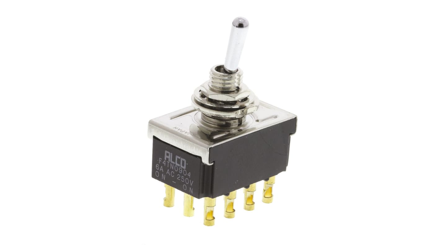 TE Connectivity Toggle Switch, Panel Mount, On-On, 4PDT, Solder Terminal, 125V ac