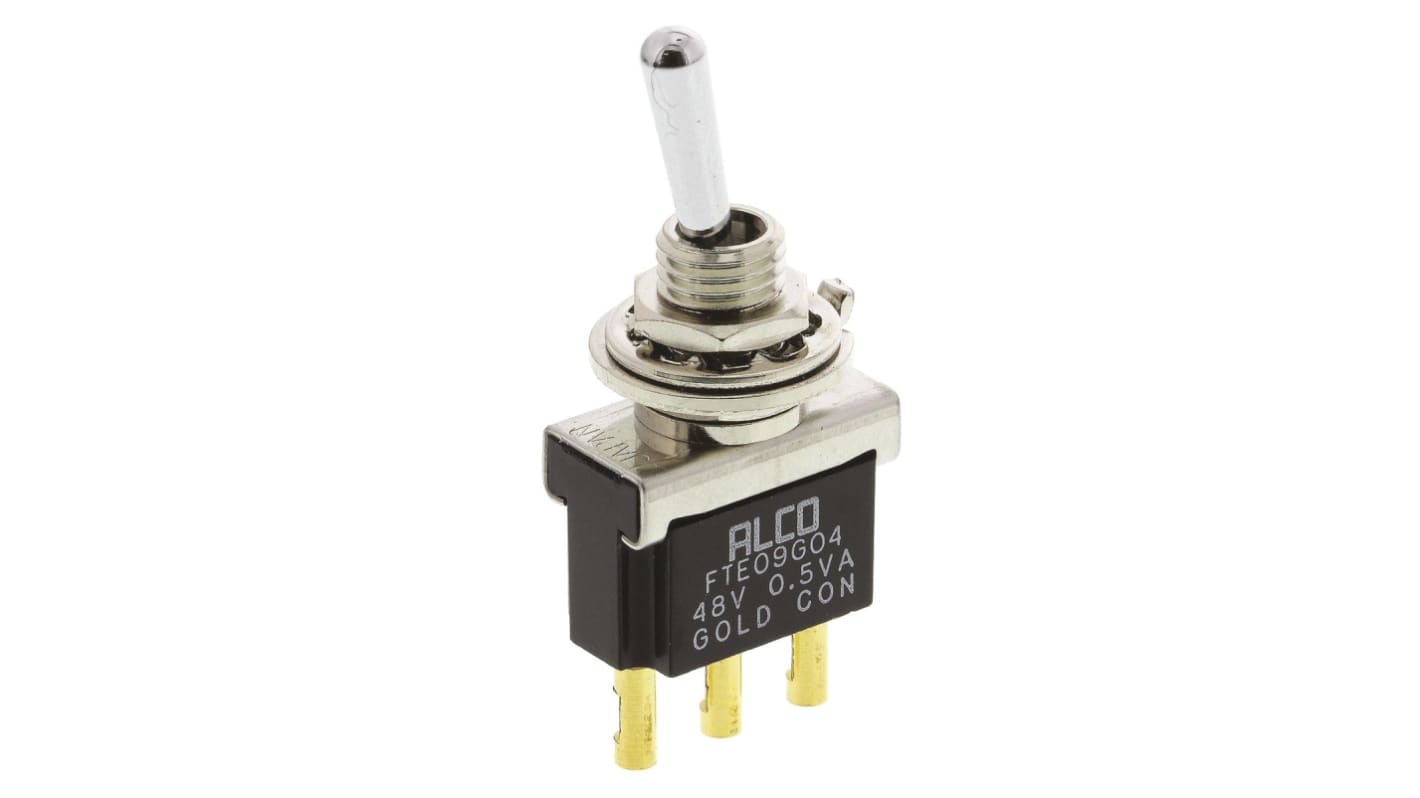 TE Connectivity Toggle Switch, Panel Mount, On-Off-On, SPDT, Through Hole Terminal