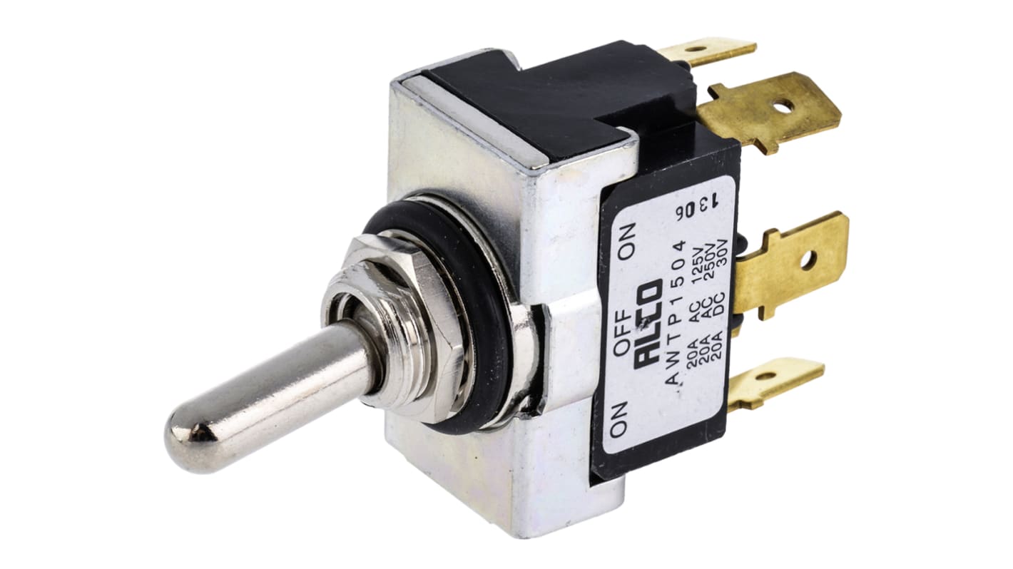 TE Connectivity Toggle Switch, Panel Mount, On-Off-On, DPDT, Tab Terminal