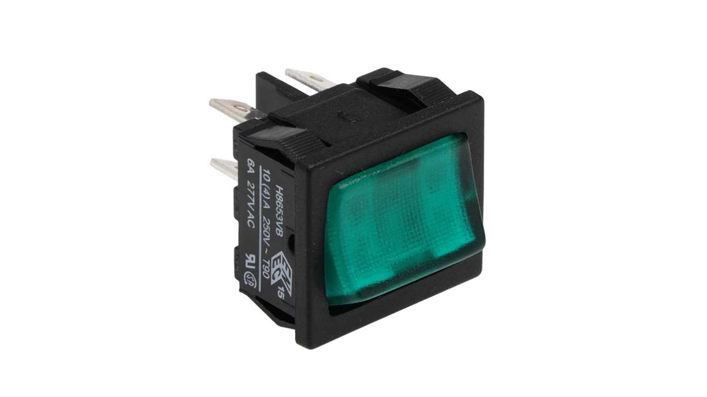 Arcolectric (Bulgin) Ltd Illuminated DPST, On-Off Rocker Switch Panel Mount