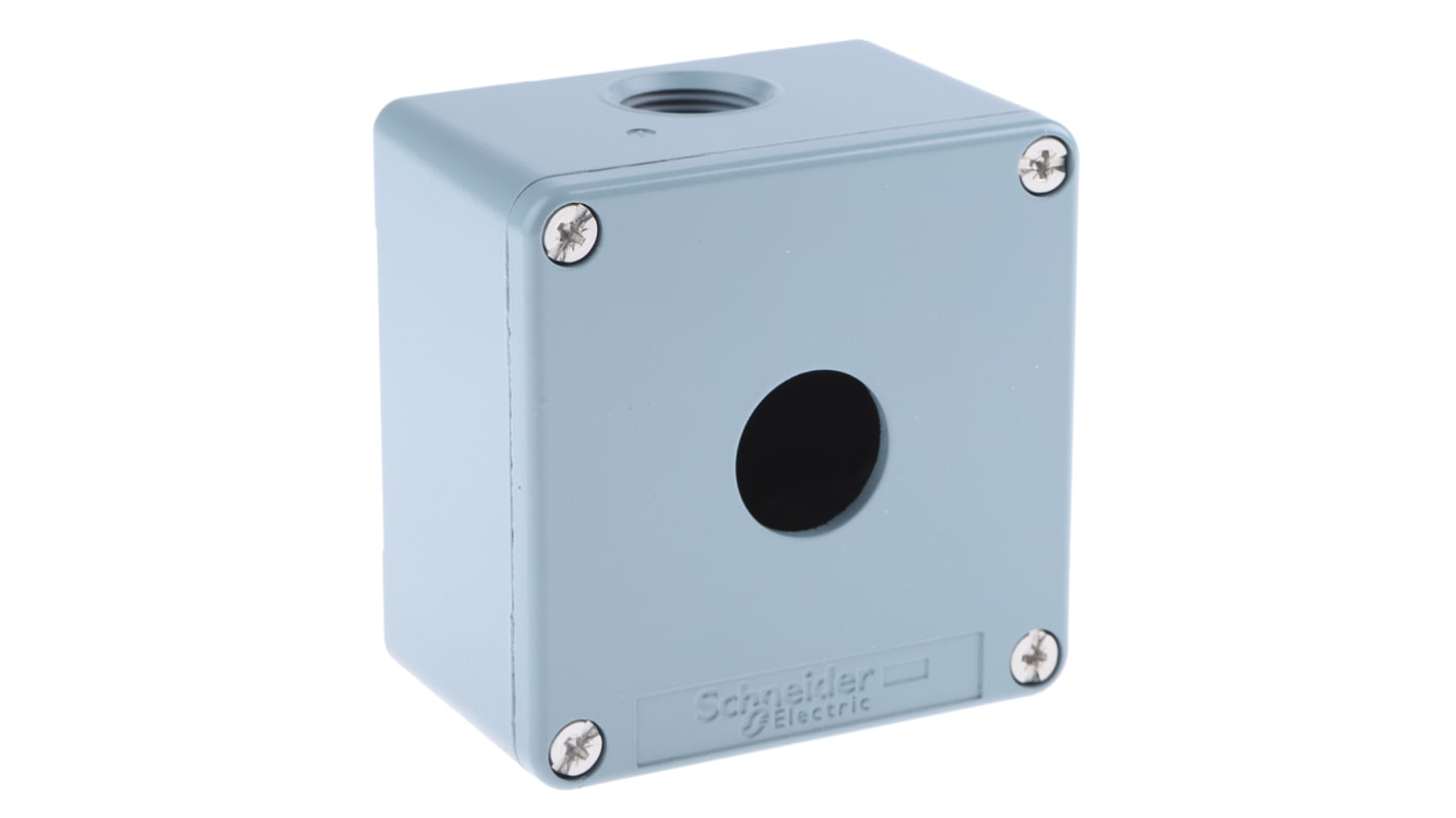 Schneider Electric Blue Metal Harmony XAP Push Button Enclosure - 1 Hole 22mm Diameter