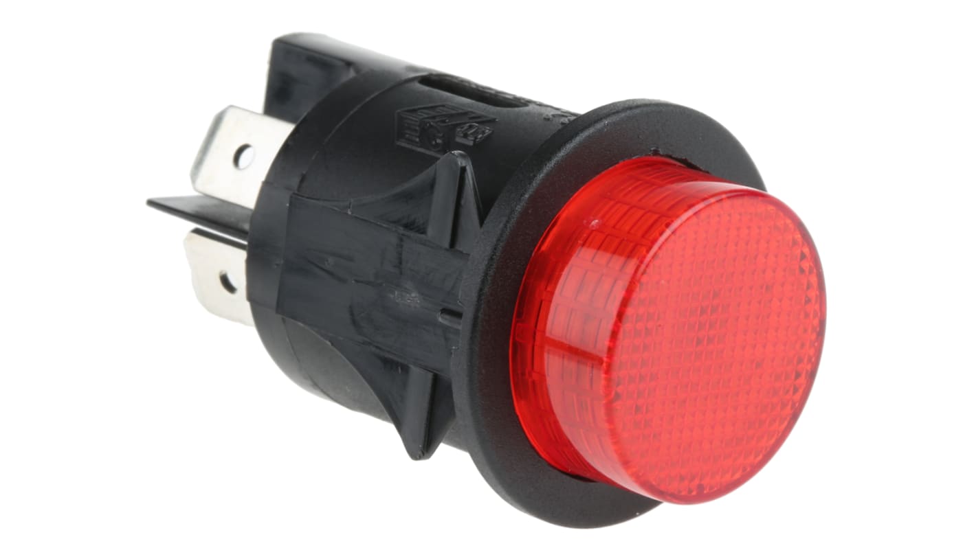 Molveno Illuminated Push Button Switch, Latching, Panel Mount, 25mm Cutout, DPST, Red LED