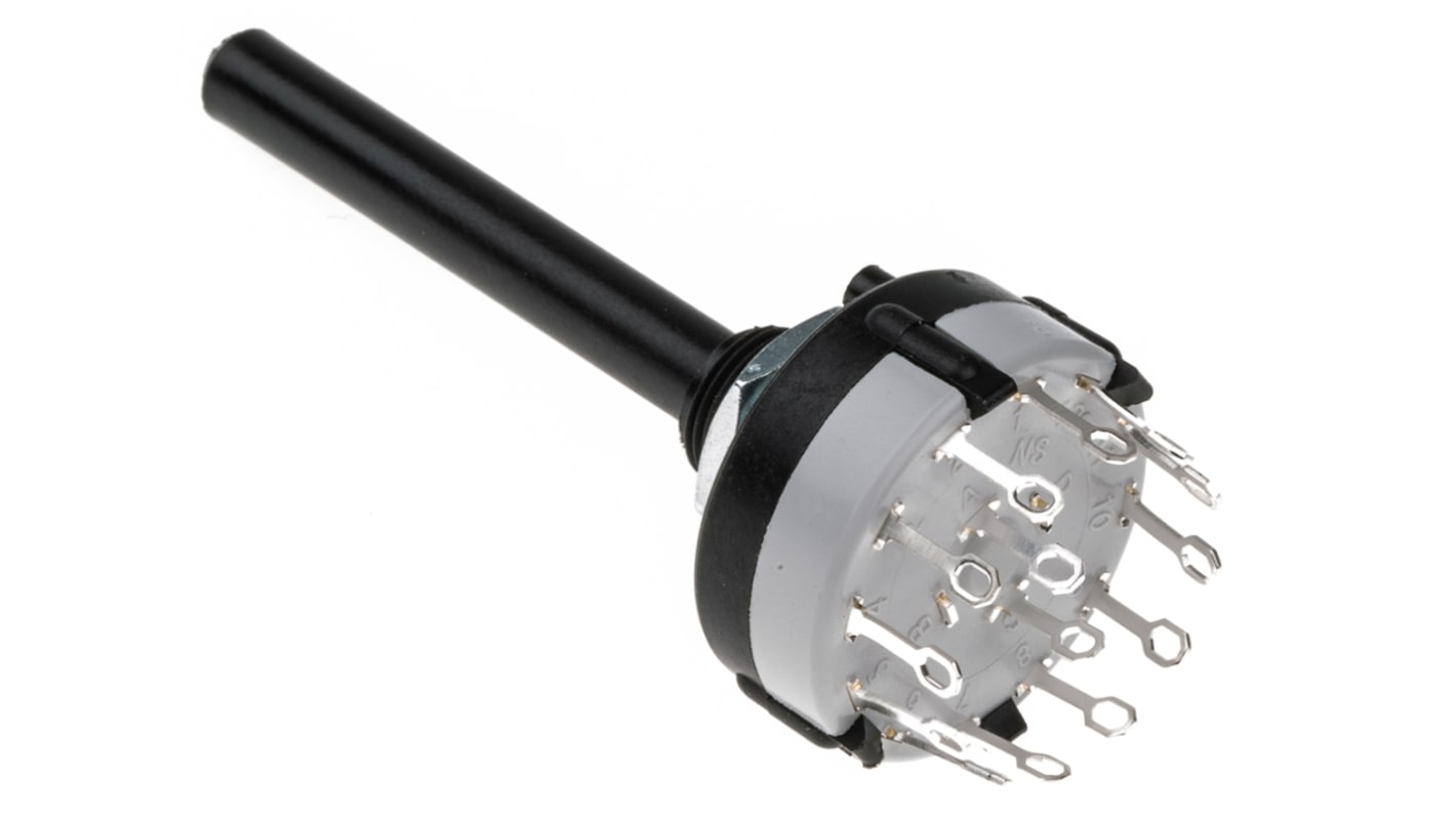 Lorlin, 6 Position DPST Rotary Switch, 150 mA@ 250 V ac, Solder Tab