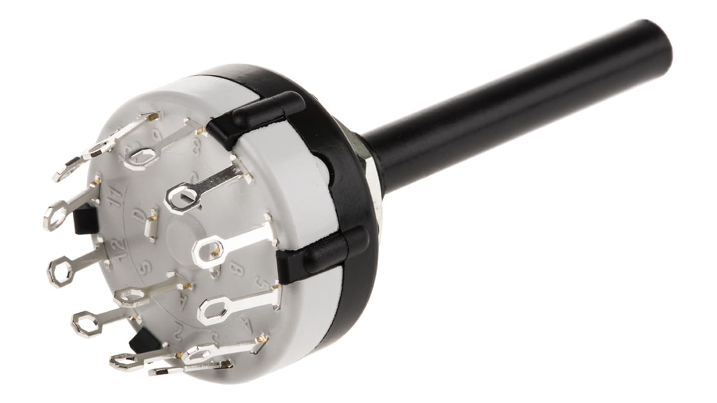 Lorlin, 12 Position SPST Rotary Switch, 150 mA @ 250 V ac, Solder Tab