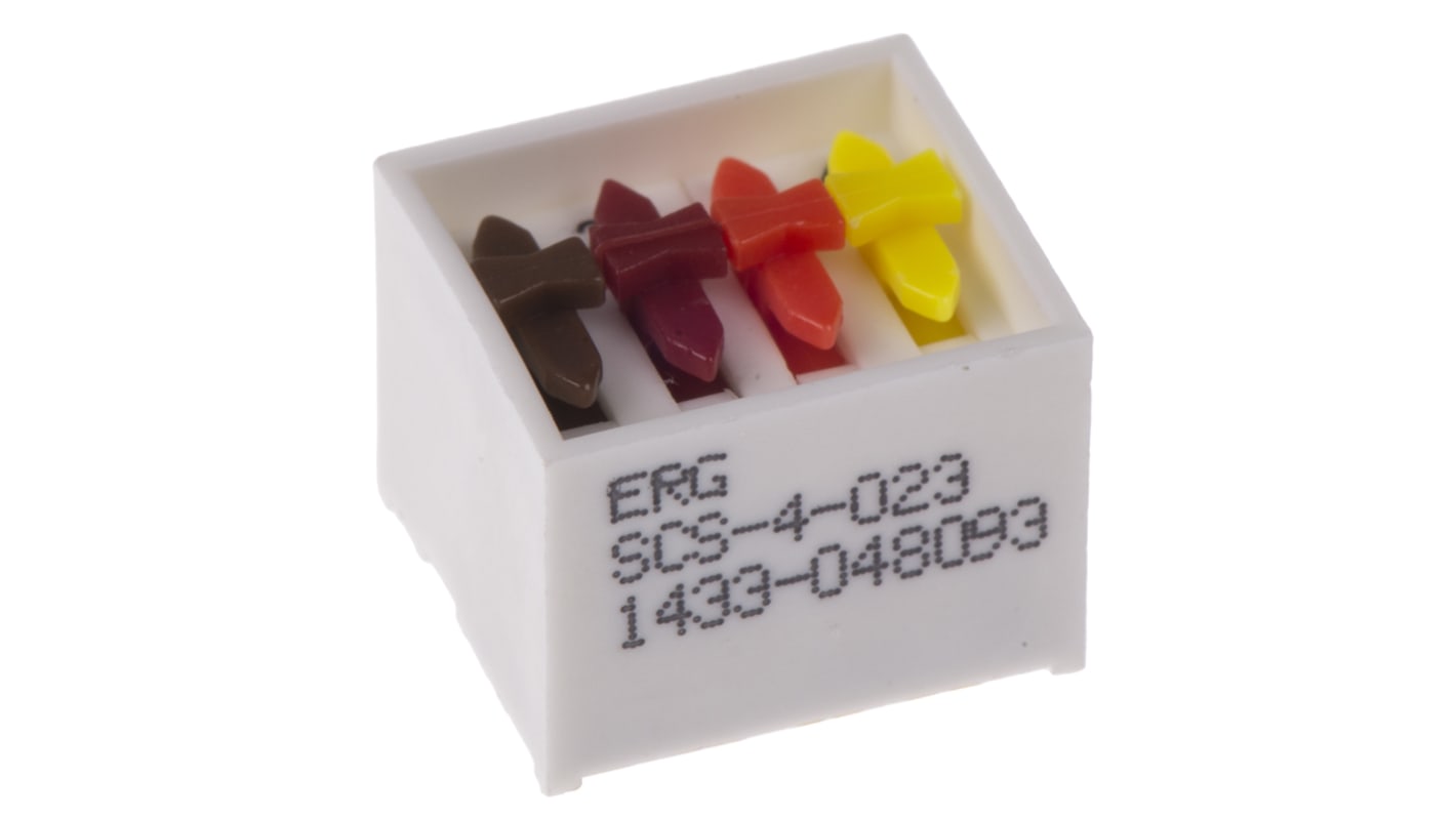 ERG 4位DIP开关, 滑动执行器, 4PDT触点, 通孔安装, 10000Operations