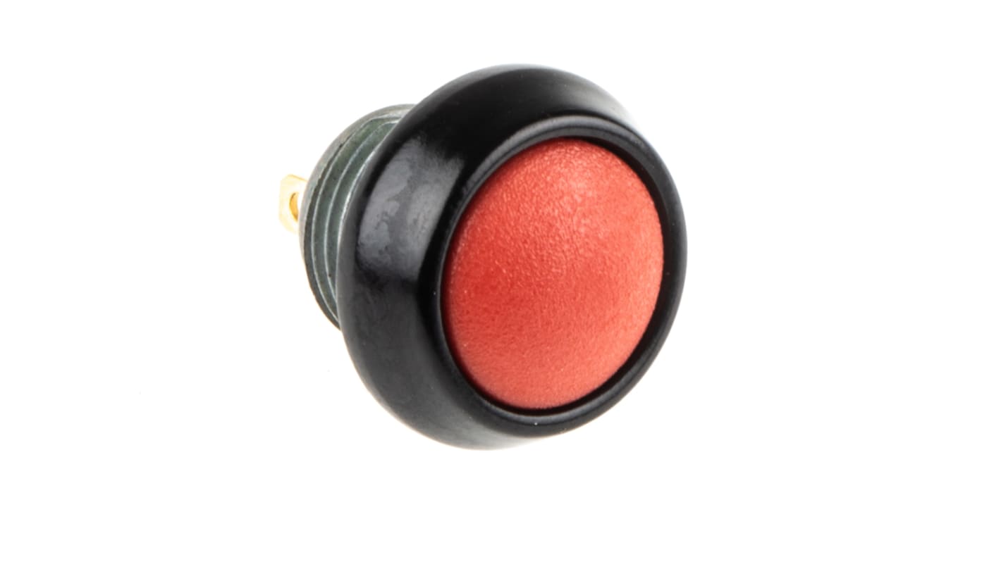 ITW Switches 微型按钮开关, Φ13.65mm开孔, 面板安装, 瞬时操作, 红色圆形, 透明LED, 单刀单掷, IP67, 59系列