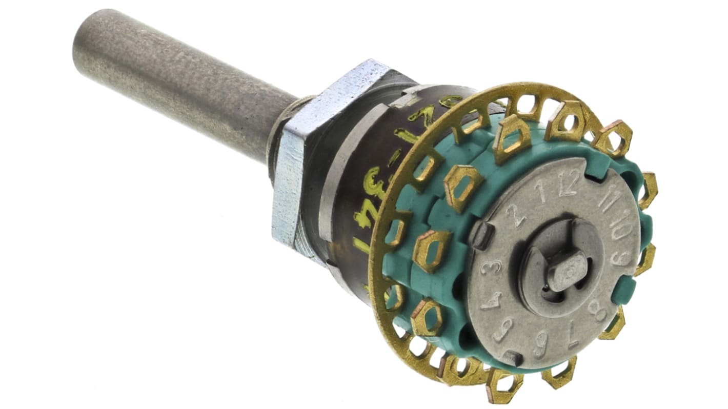 NSF 12档旋转开关, 面板安装, 1触点, SP12T, 1.5 A, 115V 交流