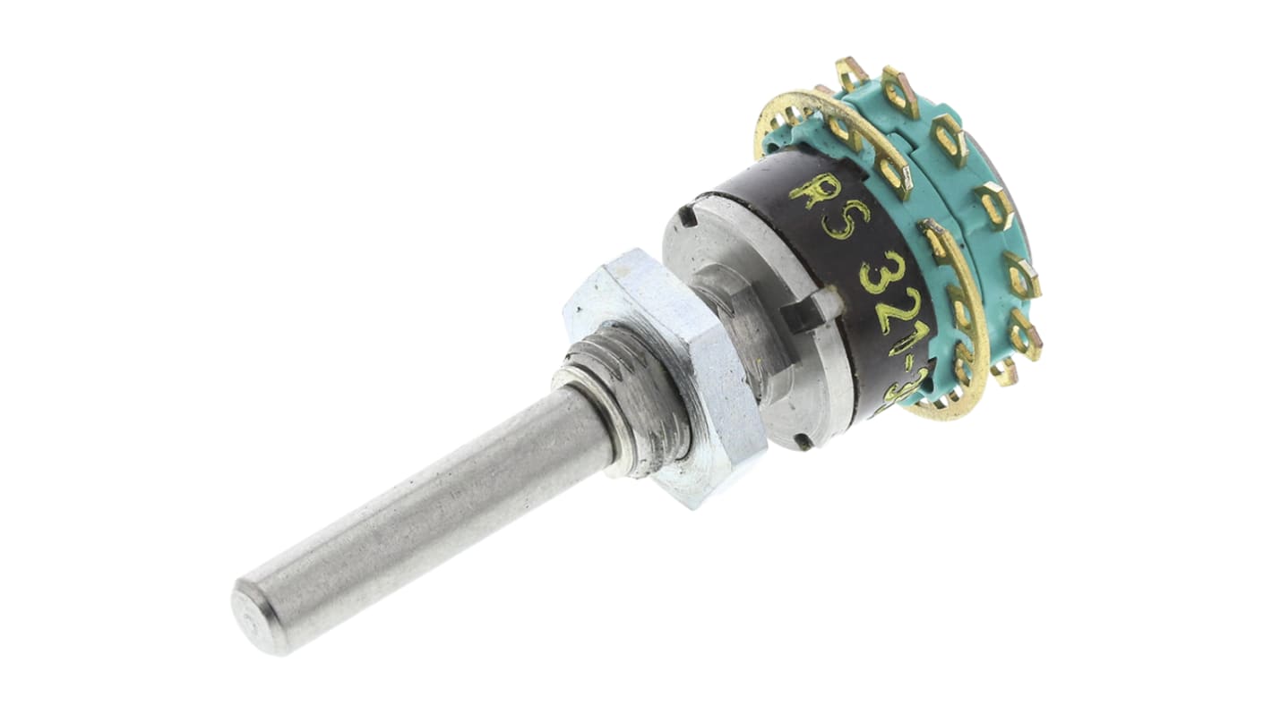 NSF 六档旋转开关, 面板安装, 2触点, DP6T, 1.5 A, 115V 交流