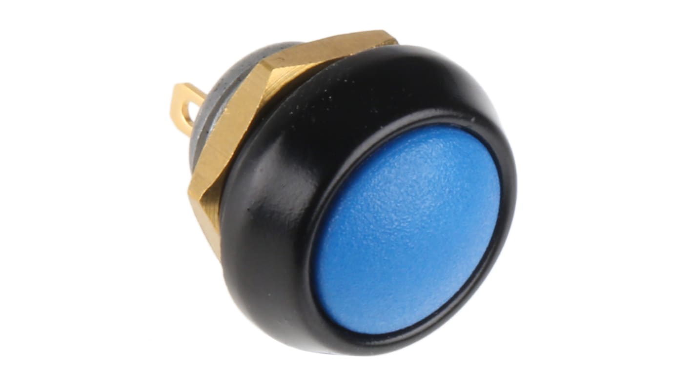 ITW Switches 微型按钮开关, Φ13.65mm开孔, 面板安装, 瞬时操作, 蓝色圆形, 透明LED, 单刀单掷, IP67, 59系列