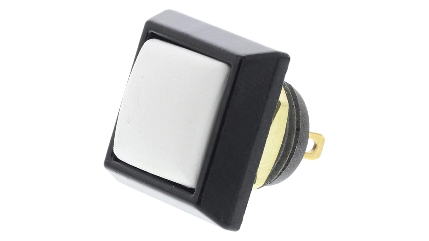 Interruptor de Botón Pulsador En Miniatura ITW Switches 59, color de botón Blanco, SPST, acción momentánea, 400 mA a 32