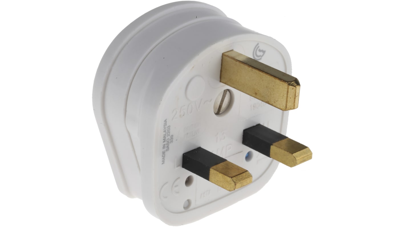 MK Electric UK Mains Plug, 13A, Cable Mount, 240 V ac