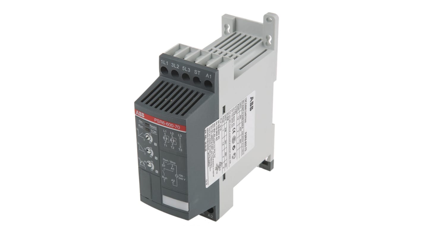 ABB 软启动器, 3相, 3 千瓦, 600 V 交流, 6.8 A, IP20, 113.5mm x 45mm x 140mm, PSR系列