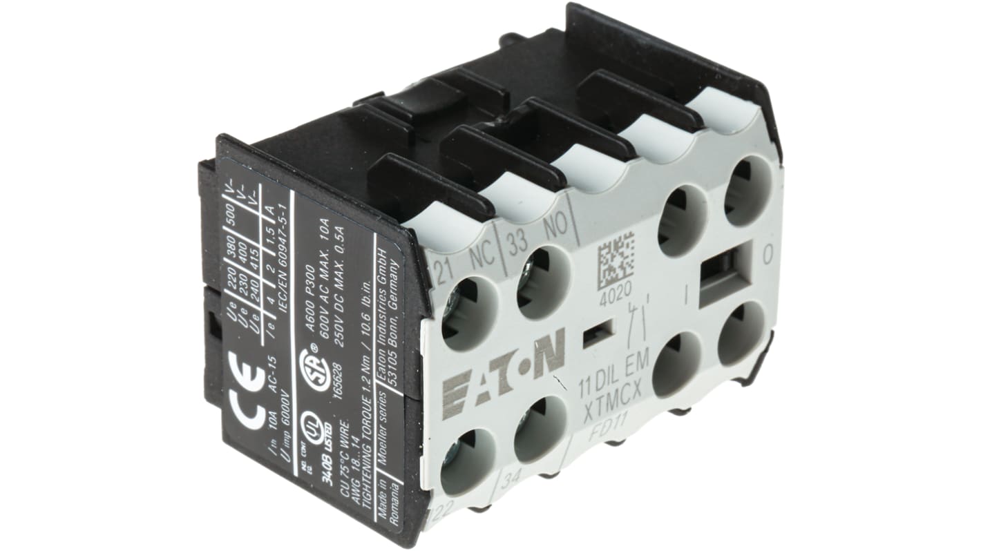 Eaton Auxiliary Contact, 2 Contact, 1NC + 1NO, Front Mount